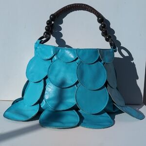 Teal "Mermaid" Blue Leather Women's Bag
